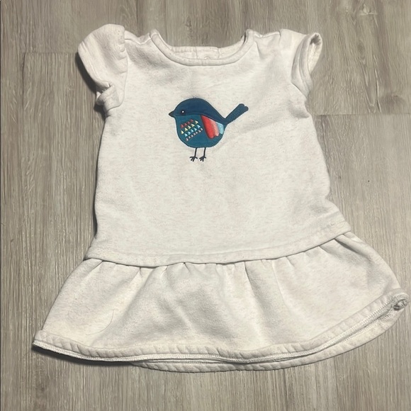 White Dress with Blue Bird Design - Picture 1 of 1